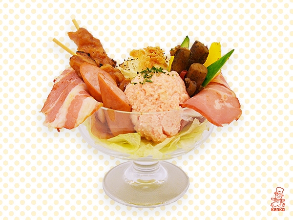 2種のポテトサラダと焼き鳥のしょっパフェ