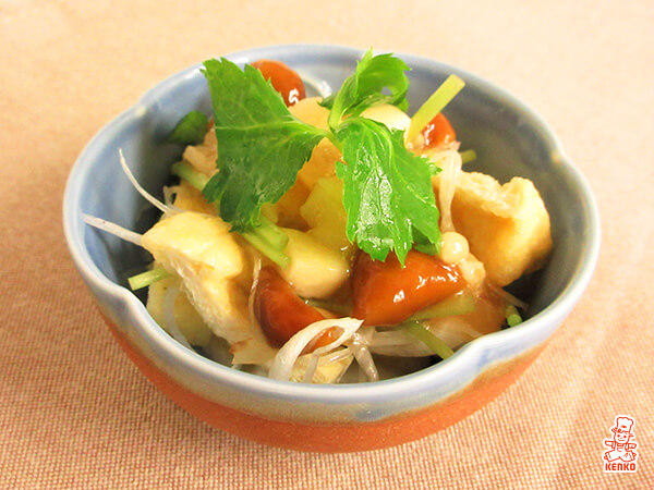 油揚げと香味野菜の長いもきのこがけ