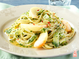 ジェノベーゼ風 桃パスタ