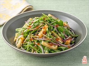 水菜のサラダ　たのしお たまねぎドレッシング