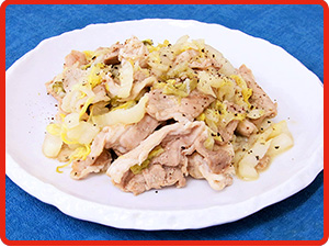 白菜のマリネと豚肉の昆布だし炒めのレシピ