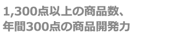 業務用商品をメインに1,500点以上の商品数、年間300点の商品開発力