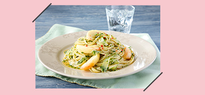ジェノベーゼ風 桃パスタ