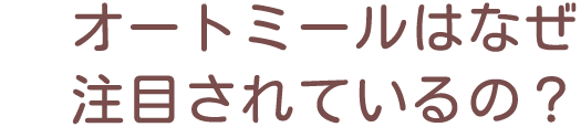 オートミールはなぜ注目されているの？