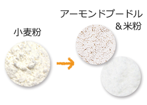 小麦粉をアーモンドプードルと米粉に置き換える